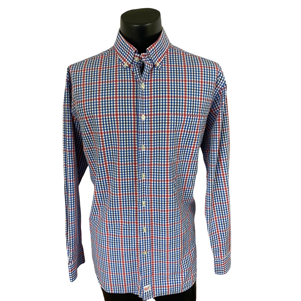 Vineyard Vines Slim Fit Murray Shirt Button Down Mens Check Red Blue XXL Whale